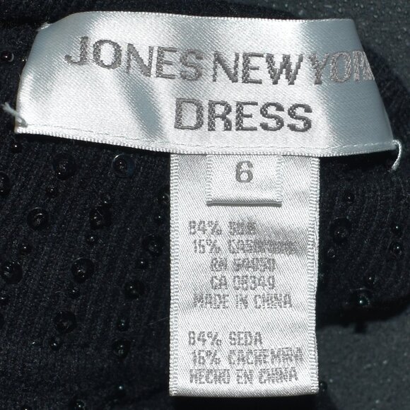 VTG 90s Y2K Jones New York Black Knitted Beaded Sleeveless High Neck Sweater - Picture 7 of 7